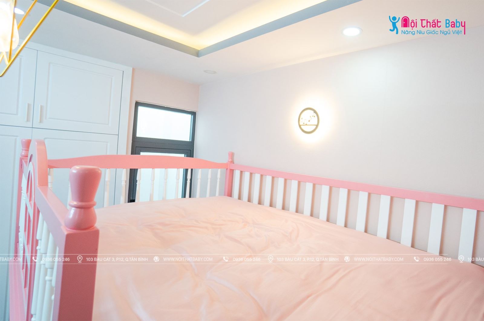 Hình ảnh hoàn thiện nội thất phòng ngủ bé gái đáng yêu nhà chị Huyền - Gò Vấp
